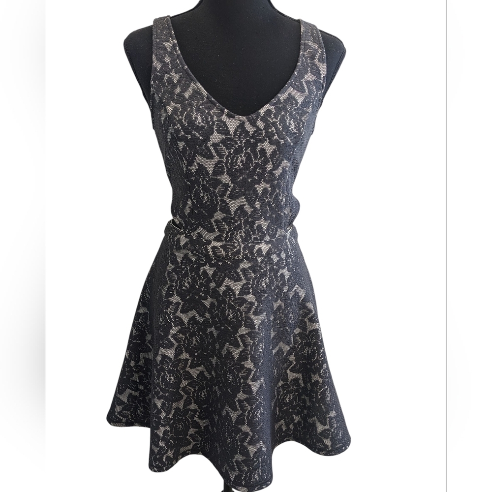 Abercrombie & Fitch Black Floral Lace Mini Dress Peak A Boo Sided NEW  S